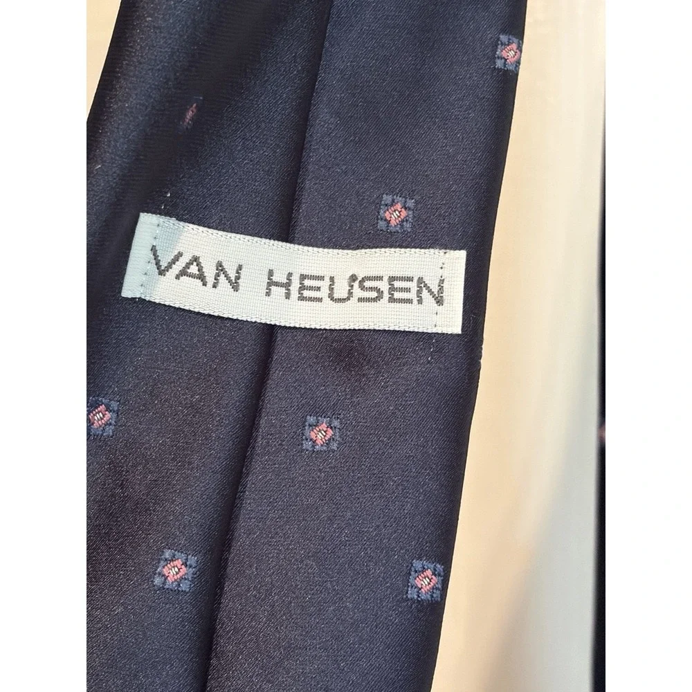 Van Heusen Neck Tie, Navy Blue Polyester Silk Neck Tie, Designer Neck Ties